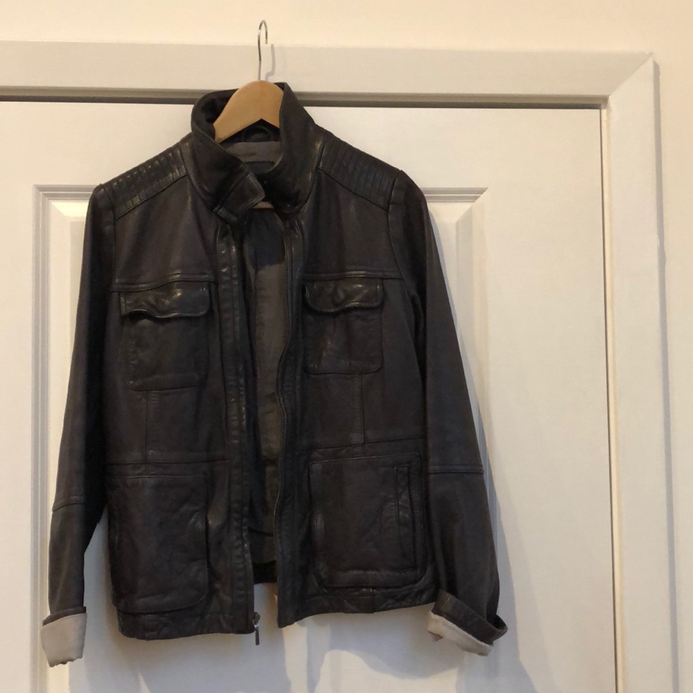 Gap Faded Black Leather Moto Jacket